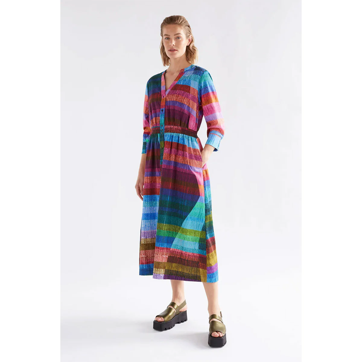 3/4 Sleeve Shirt Dress Gia Komi Print - Elk Accessories