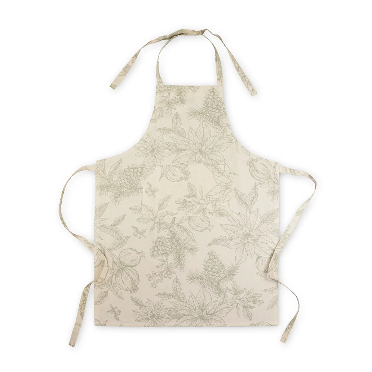 Apron Poinsettia Olive/Flax 75x90cm - Madras Link