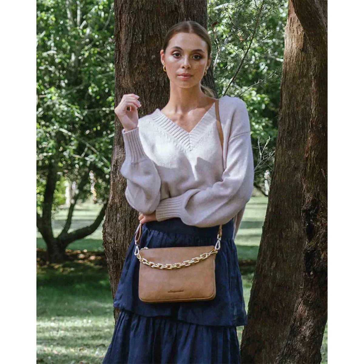 Bag AM Samantha Xbody Chain Vintage Tan - Arlington Milne - Image 3