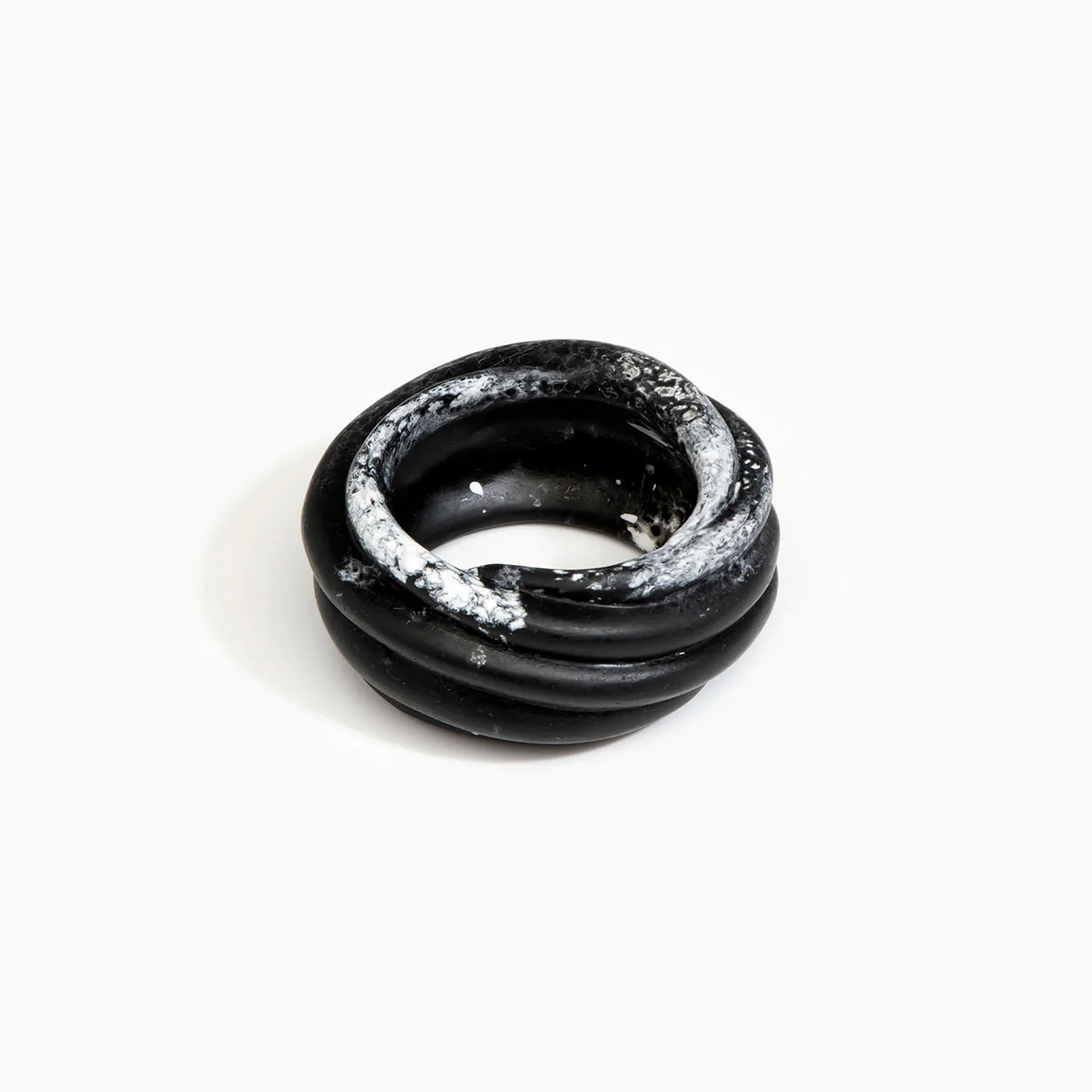 Bangle Large Coil Black Marble - Dinosaur Designs