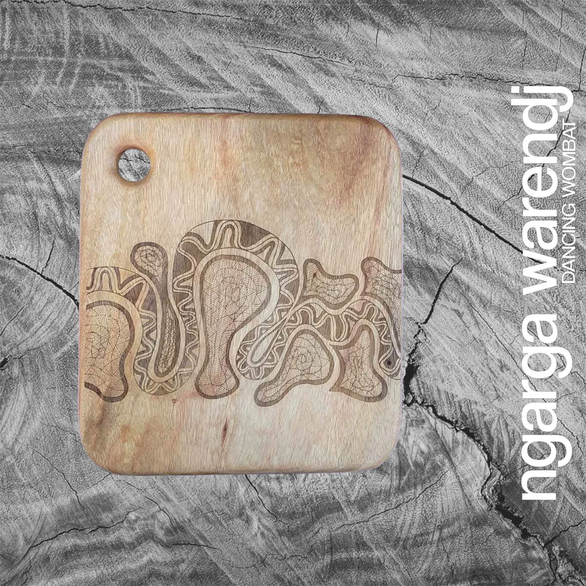 Wooden Board Square Waring Camphor Laurel 28x25x2.8cm - Ngarga Warendj