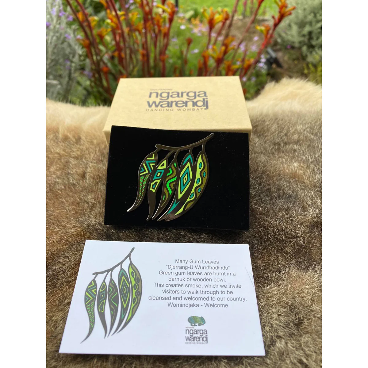 Brooch / Pin Gum Leaves - Ngarga Warendj - Image 2
