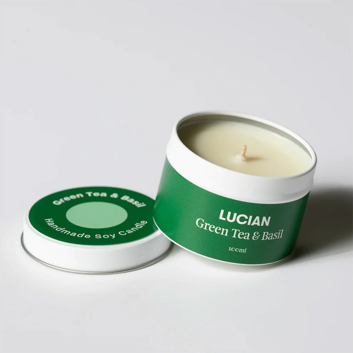 Candle Medium Tin Excuse Me Green Tea - Lucian Candles