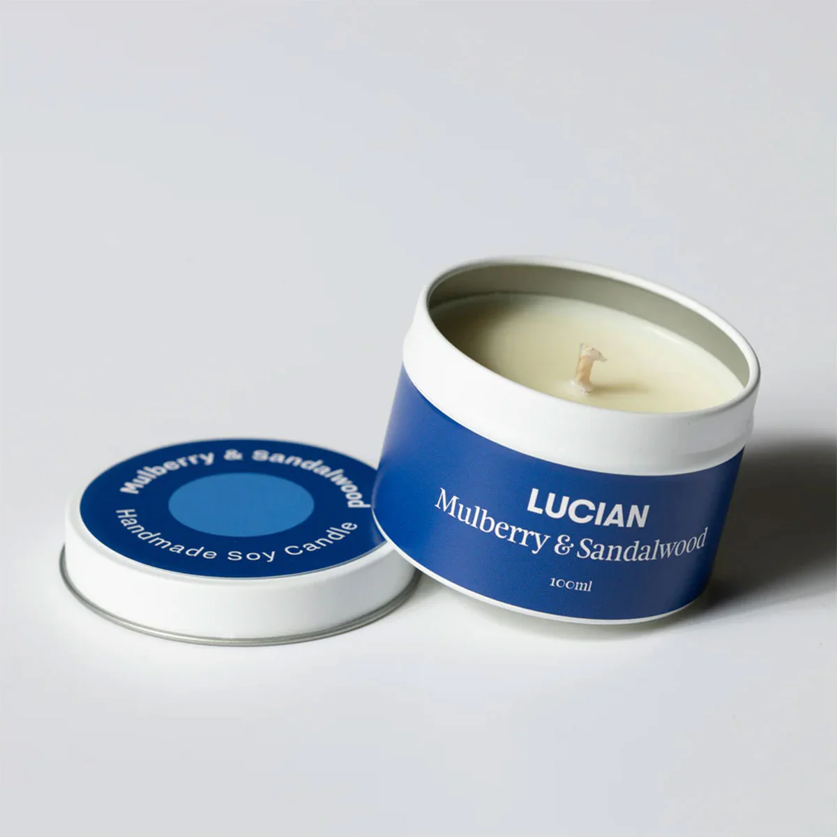 Candle Medium Tin Mulberry and Sandalwood - Lucian Candles