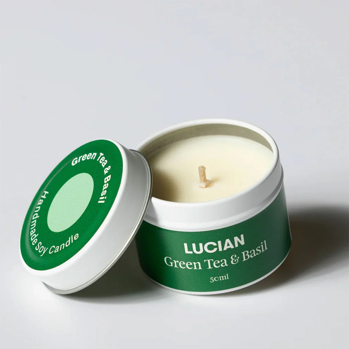 Candle Small Tin Excuse Me Green Tea - Lucian Candles