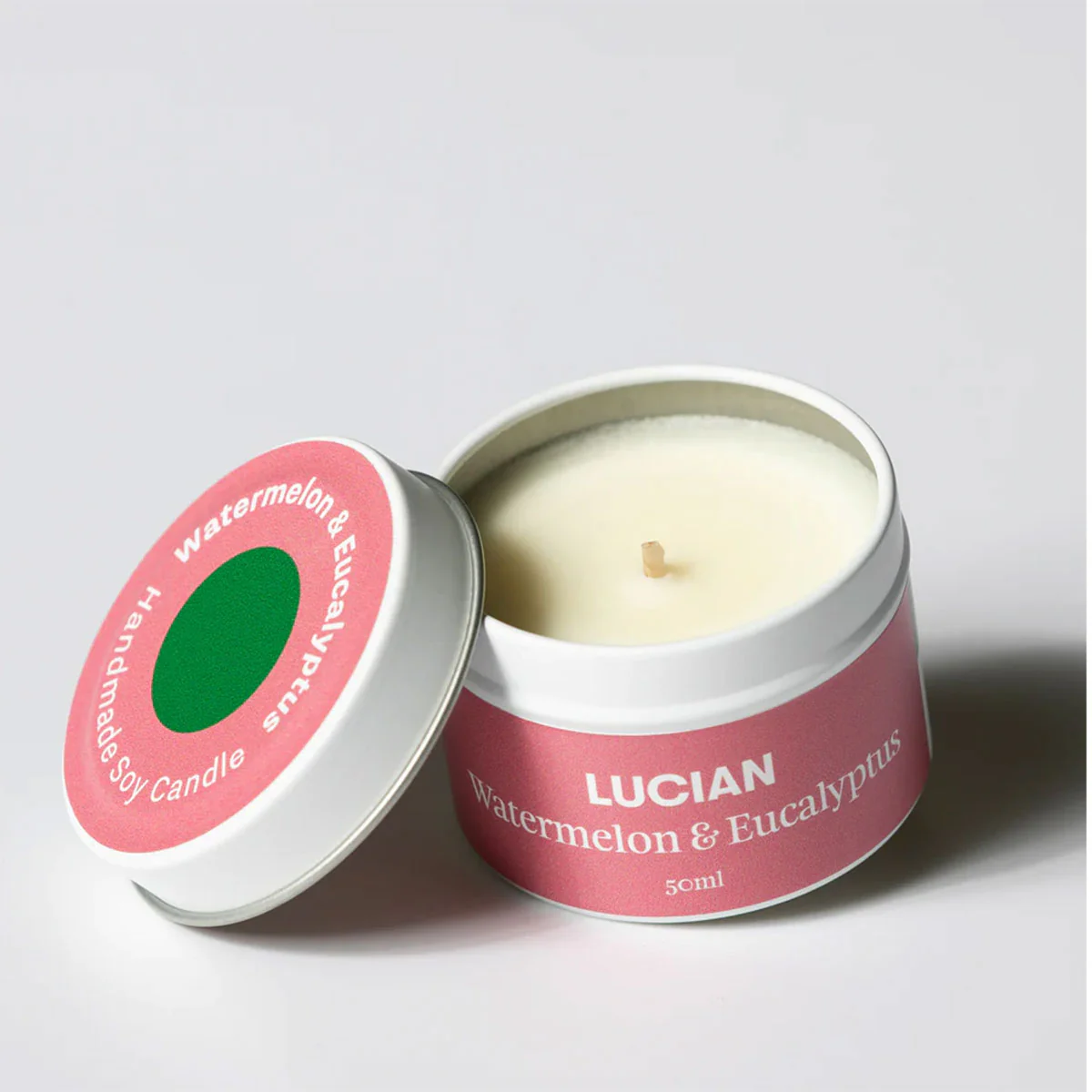 Candle Small Tin Watermelon Eucalyptus - Lucian Candles