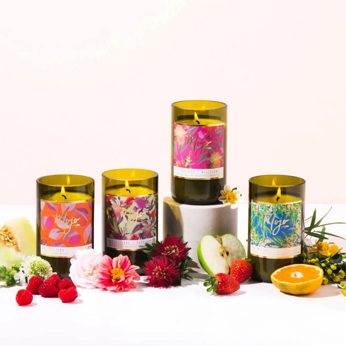 Candle Soy Wax Reclaimed Wine Bottle Australiana Wild Flowers - Mojo Candle Co - Image 2