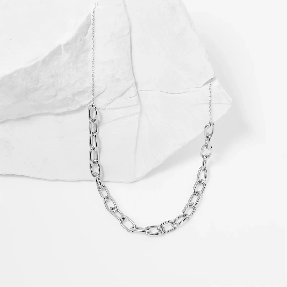 Chain Necklace Chunky Links Silver 45cm - Amy Tamblyn