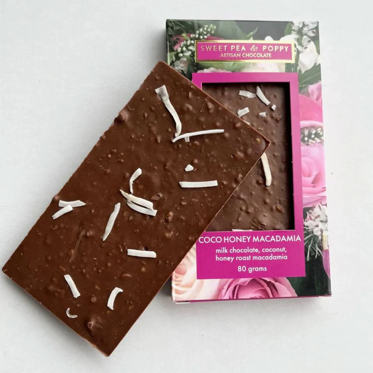 Chocolate Coco Honey Macadamia 80g - Sweet Pea Poppy