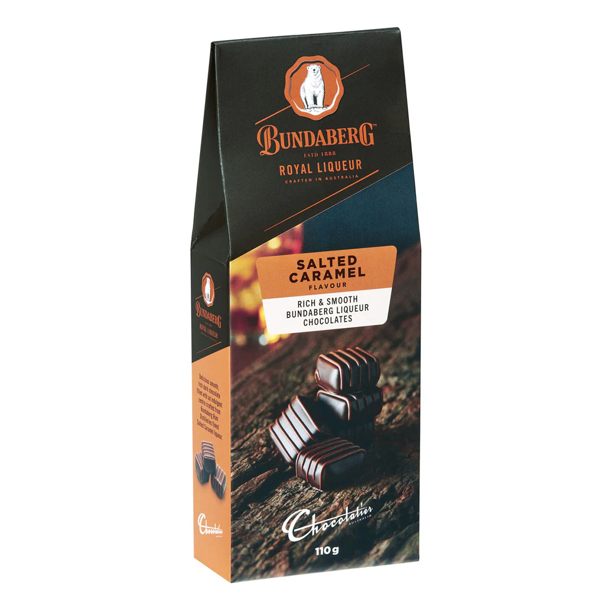 Chocolate Dark Salted Caramel Liqueur Truffles Bundaberg Rum Chocolatier 110g - Gourmat  Brands