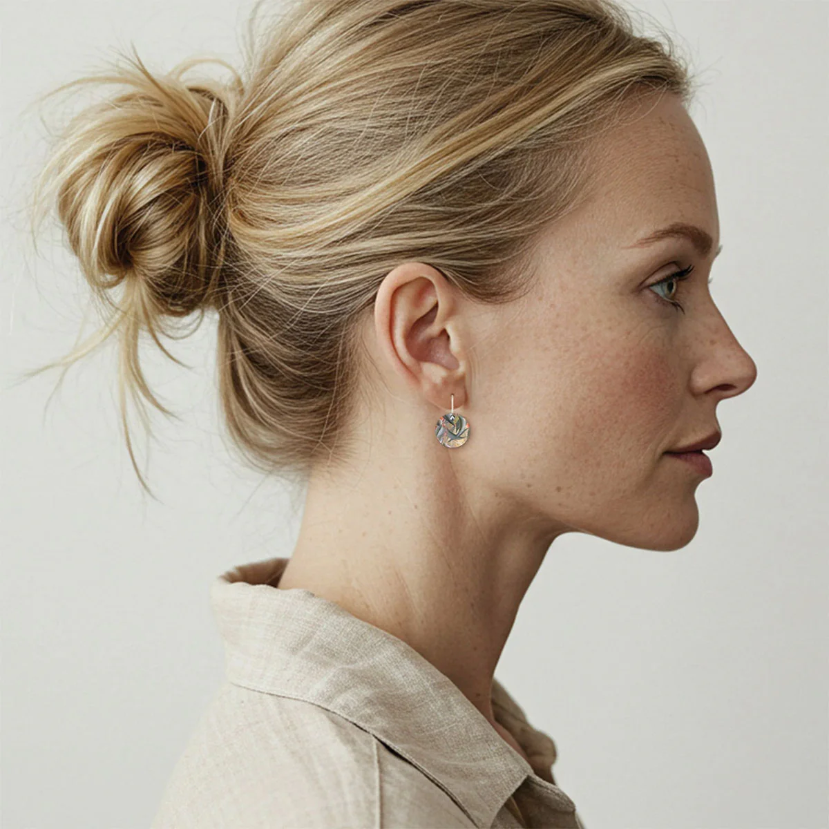 Circle Drop Earrings Eucalyptus Small Ellis Rowan - Moe Moe Design - Image 2
