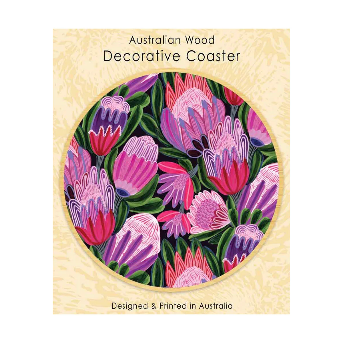 Coaster KK Pink Proteas Wooden - Aero Images
