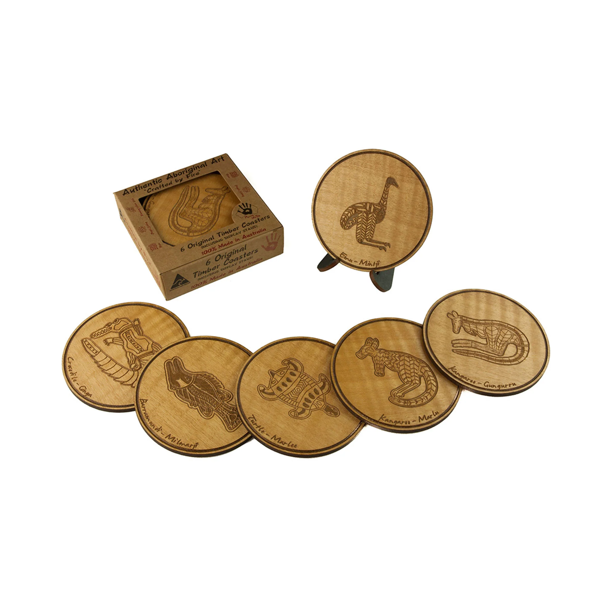 Coasters Set/6 Animals Fire Dreaming - Murra Wolka