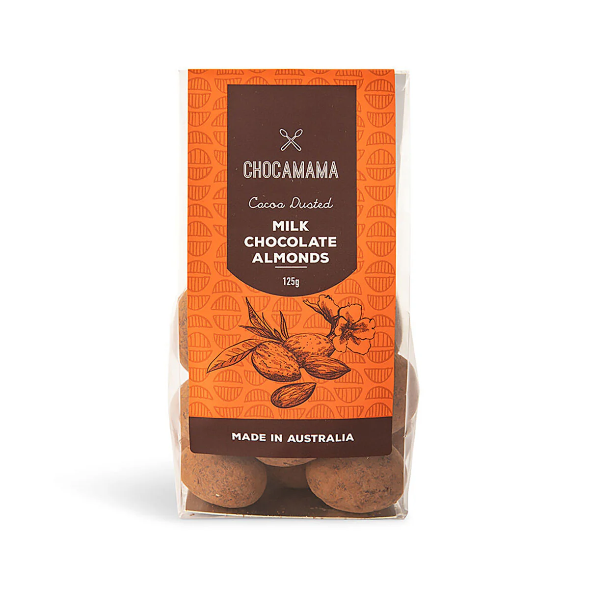 Cocoa Dusted Almonds Stand Up Bag 125g - Chocamama
