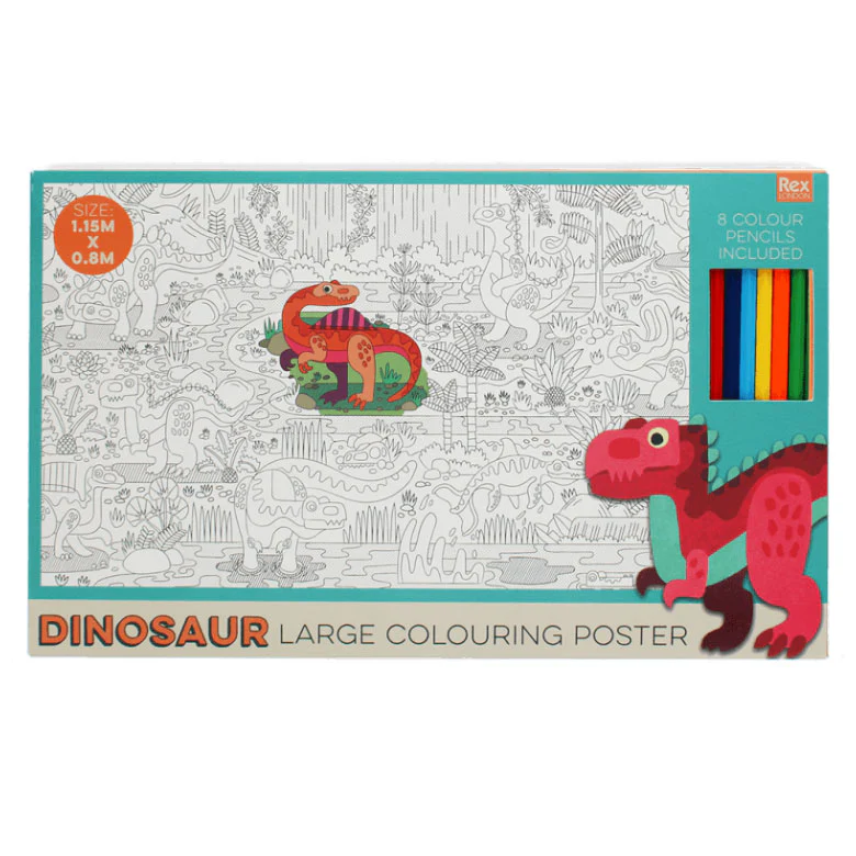 Colouring Poster & Pencils Baby Dinos Large - Bobangles