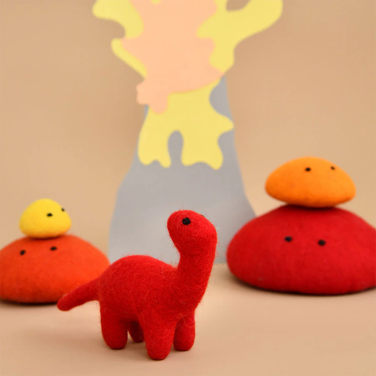 Dinosaur Felt Brontosaurus Mini Red - Dashdu