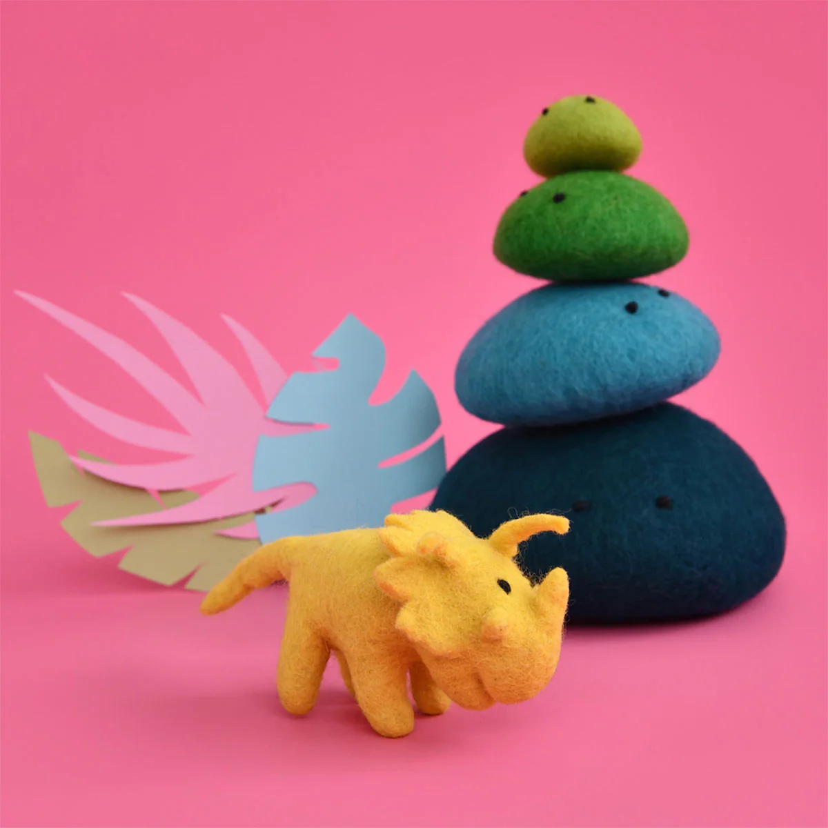 Dinosaur Felt Triceratops Mini Yellow - Dashdu
