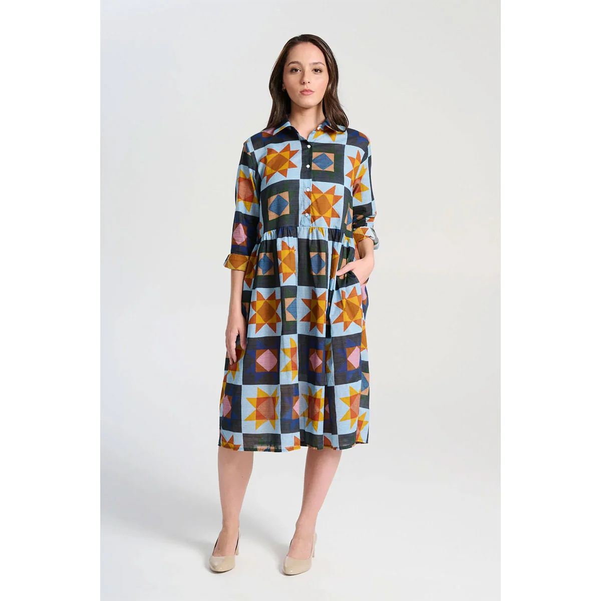 Dress Long Veda Sienna Day Cotton Voile - Olga De Polga - Image 2