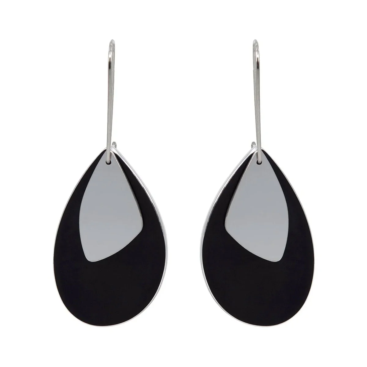 Earring Droplet Oval Black - FINK