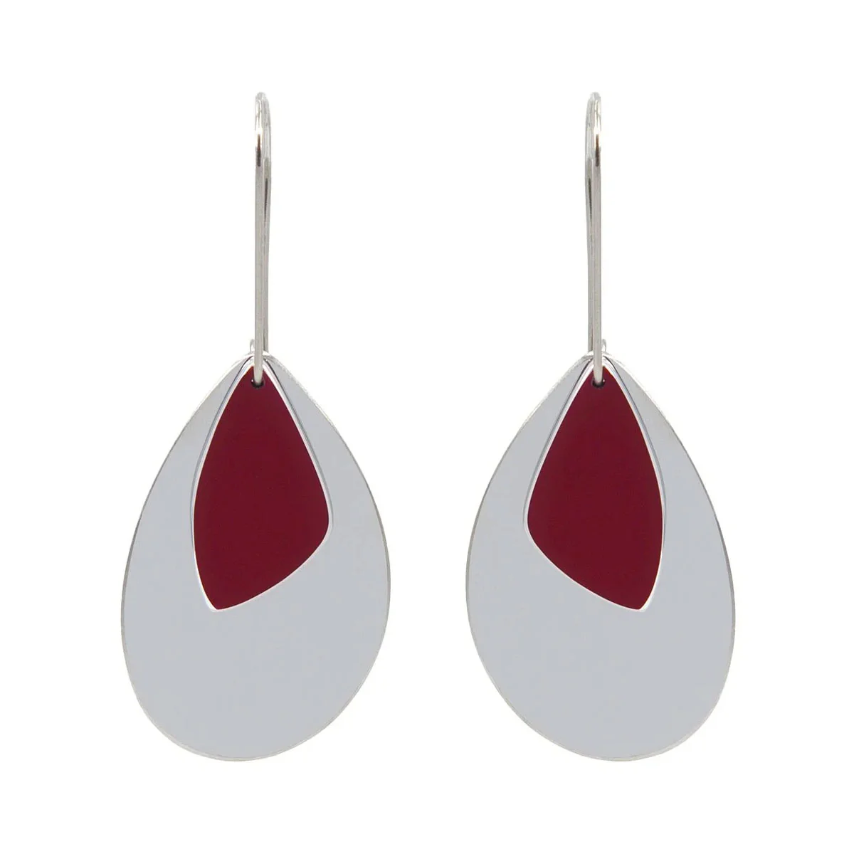 Earring Droplet Oval Red - FINK