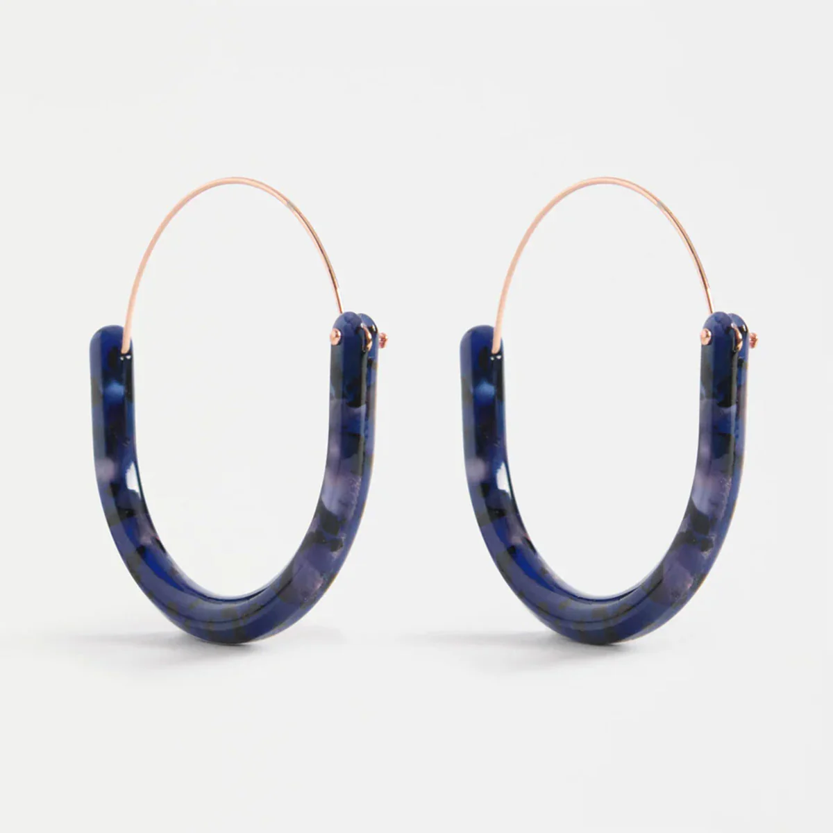 Earrings Aki Blue Tortoiseshell Hoop - Elk