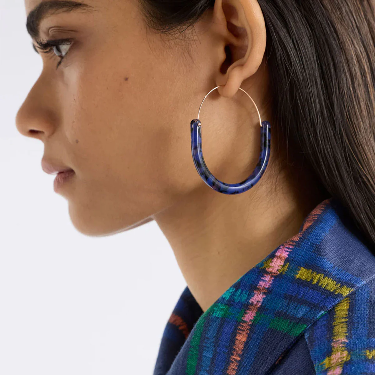 Earrings Aki Drk Green Tortoiseshell Hoops - Elk - Image 2