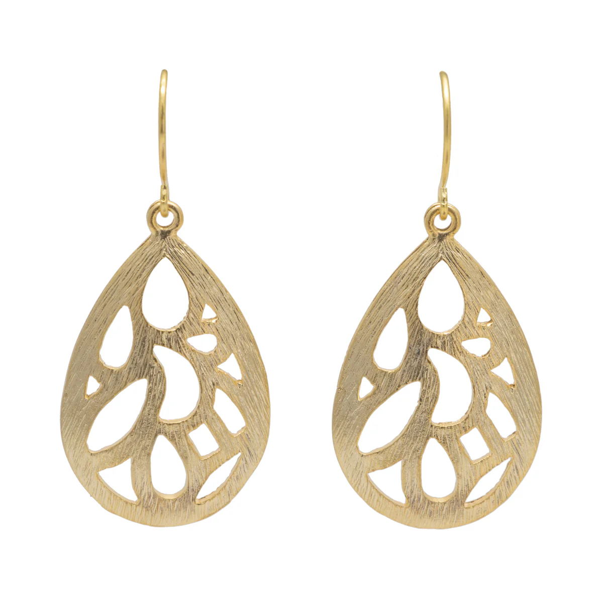 Earrings Patterned Teardrop Gold - Bec Stern