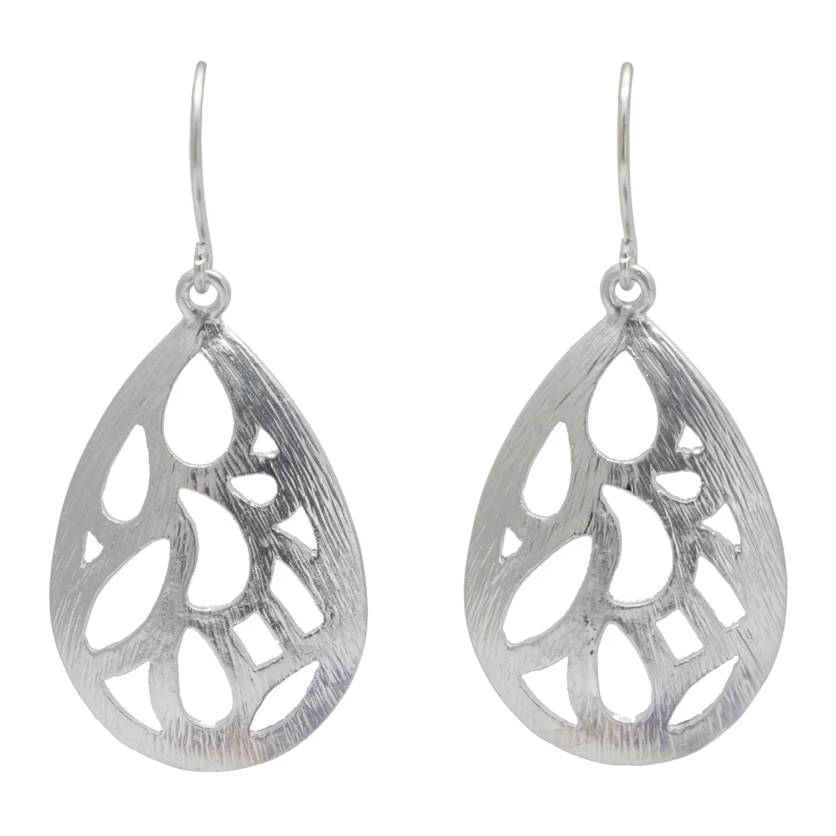 Earrings Patterned Teardrop Silver - Bec Stern