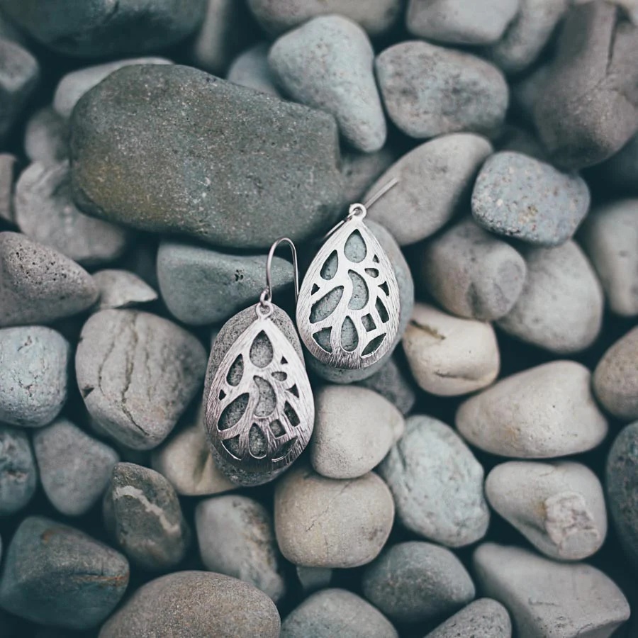 Earrings Patterned Teardrop Silver - Bec Stern - Image 2