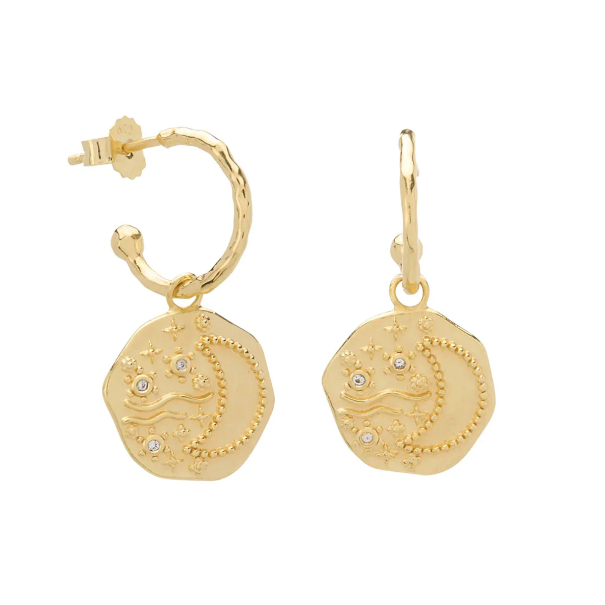 Earrings Daisy Hill Night Sky Hoop 18KT Yellow Gold Plated - Murkani