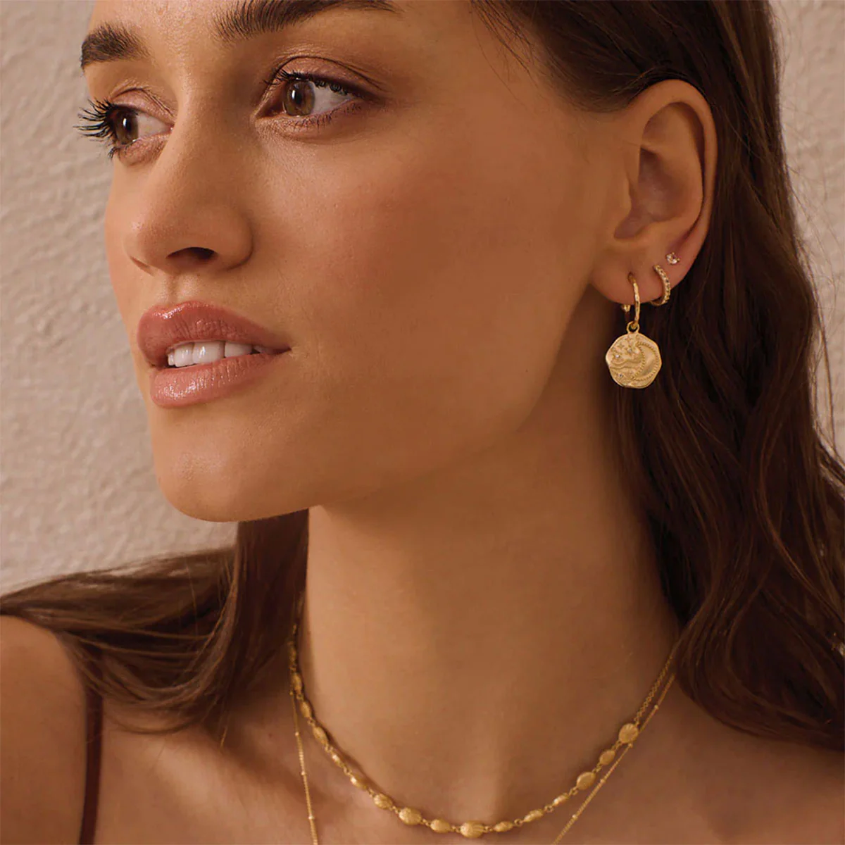 Earrings Daisy Hill Night Sky Hoop 18KT Yellow Gold Plated - Murkani - Image 2