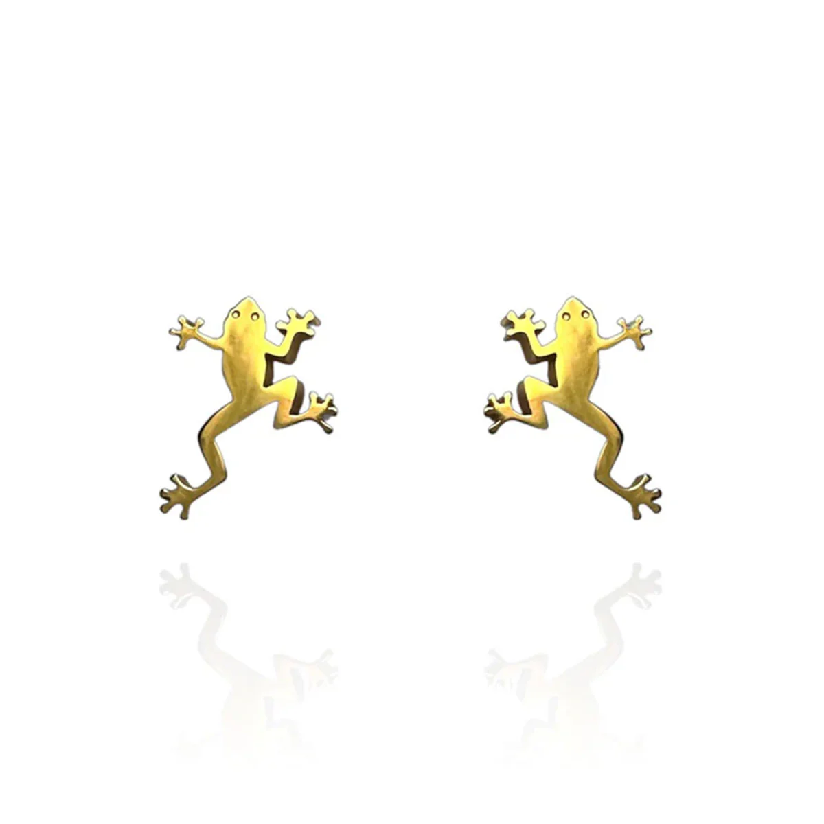 Earrings Green Tree Frog Gold Studs - Originals Lab