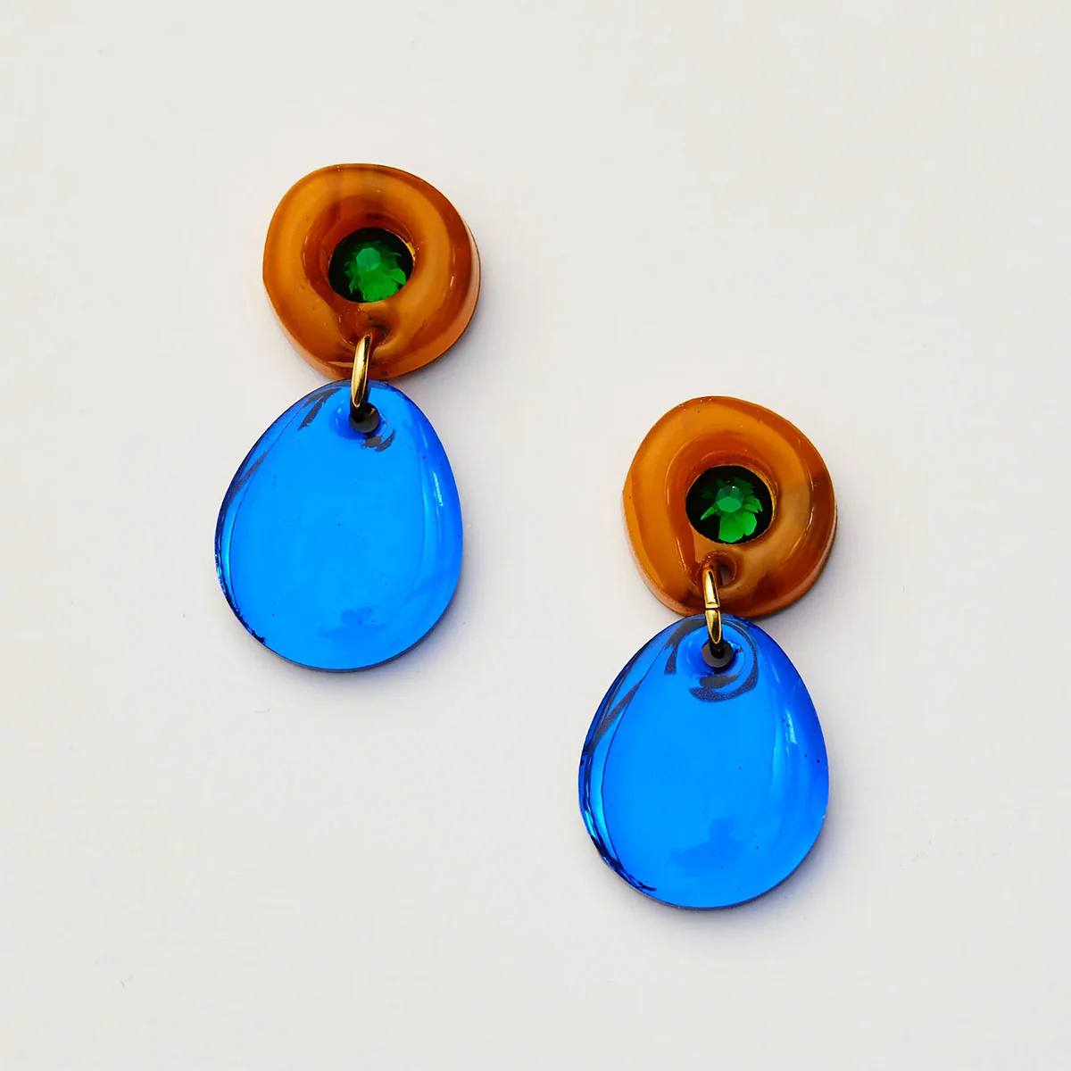 Earrings Jam Gem Brown / Cobalt - Martha Jean