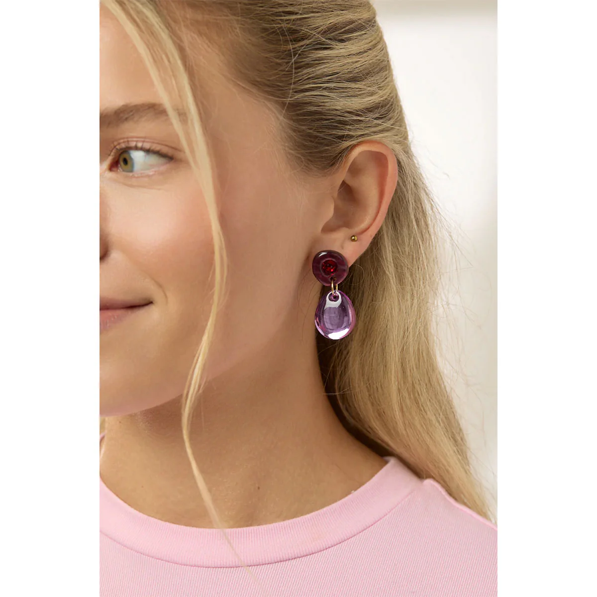 Earrings Jam Gem Burgundy / Violet - Martha Jean - Image 2