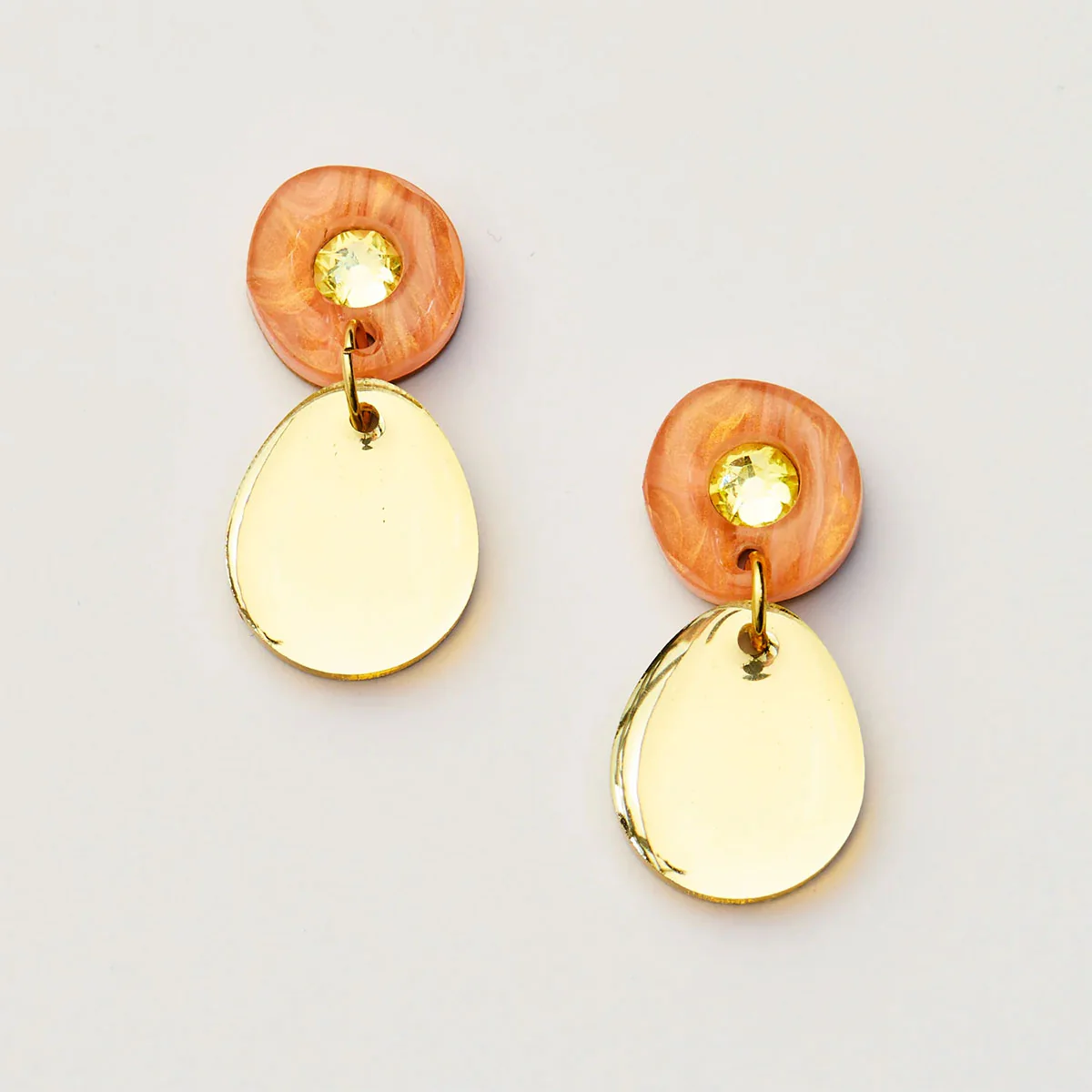 Earrings Jam Gem Peach-Gold - Martha Jean