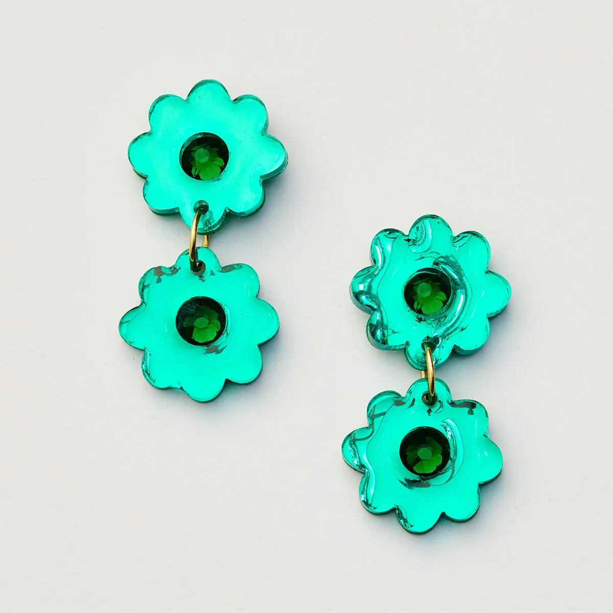 Earrings Jelly Flower Green - Martha Jean