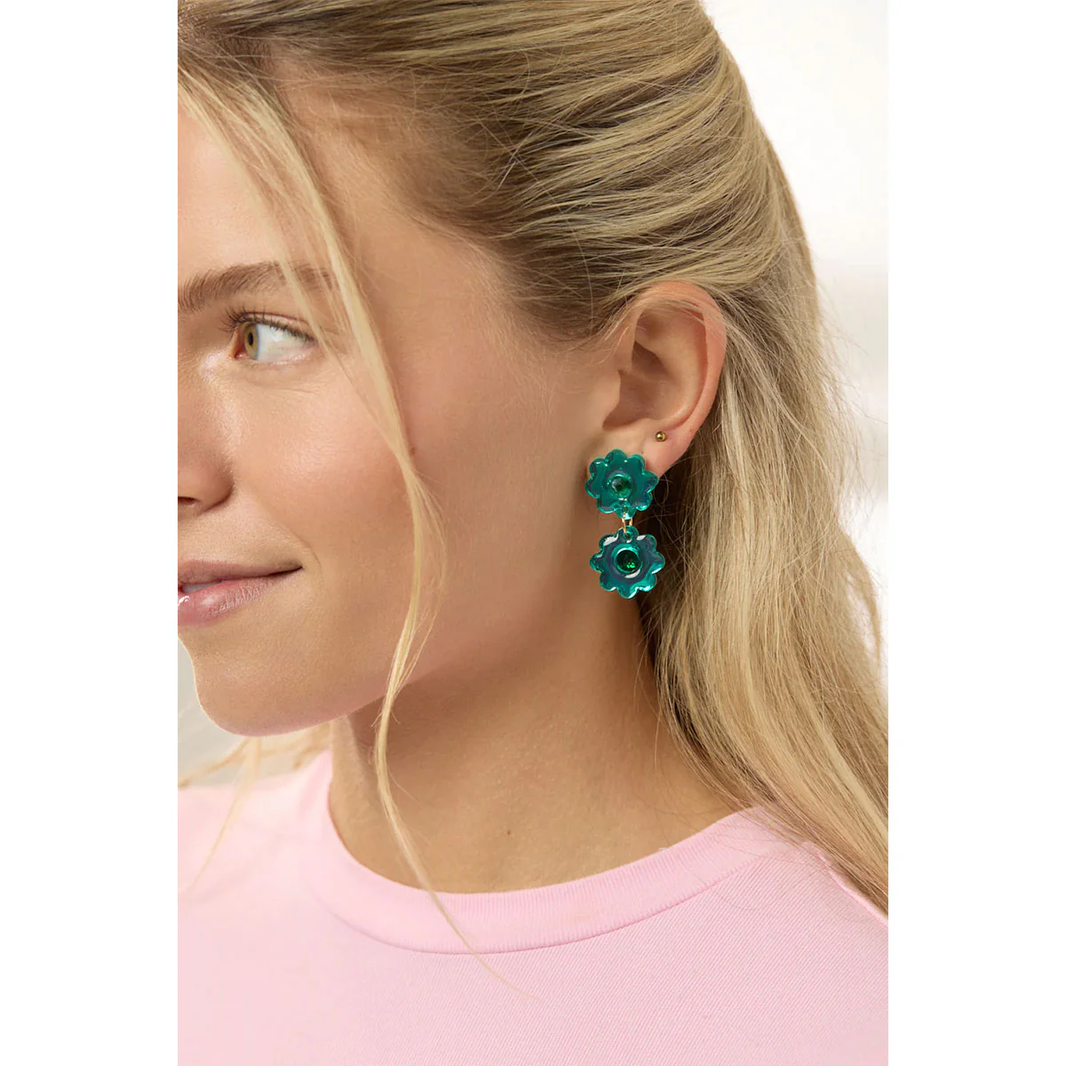 Earrings Jelly Flower Green - Martha Jean - Image 2