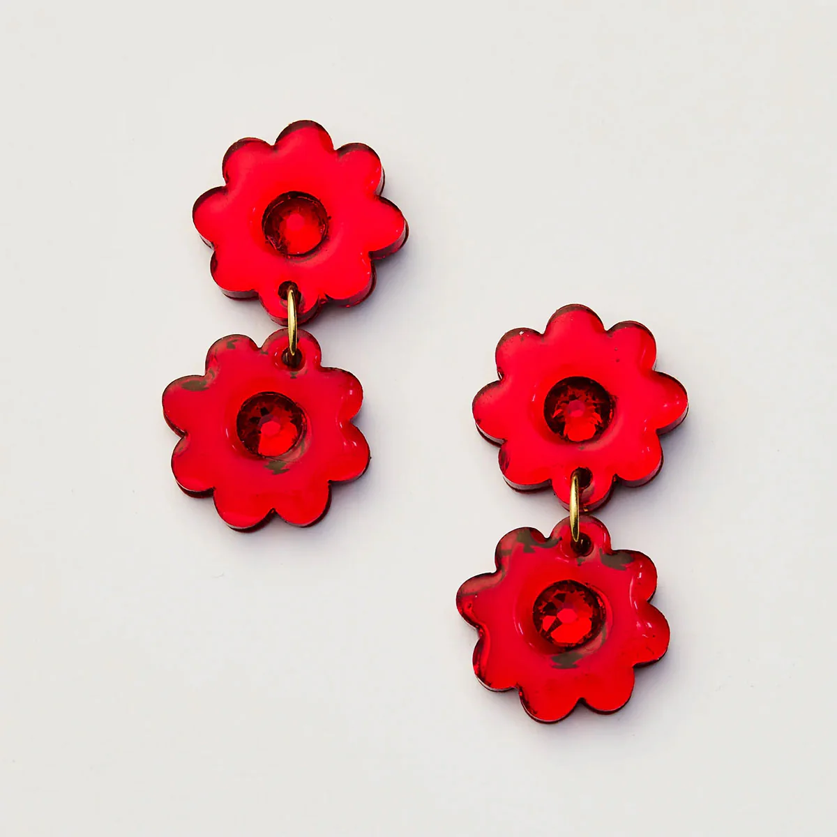Earrings Jelly Flower Red - Martha Jean