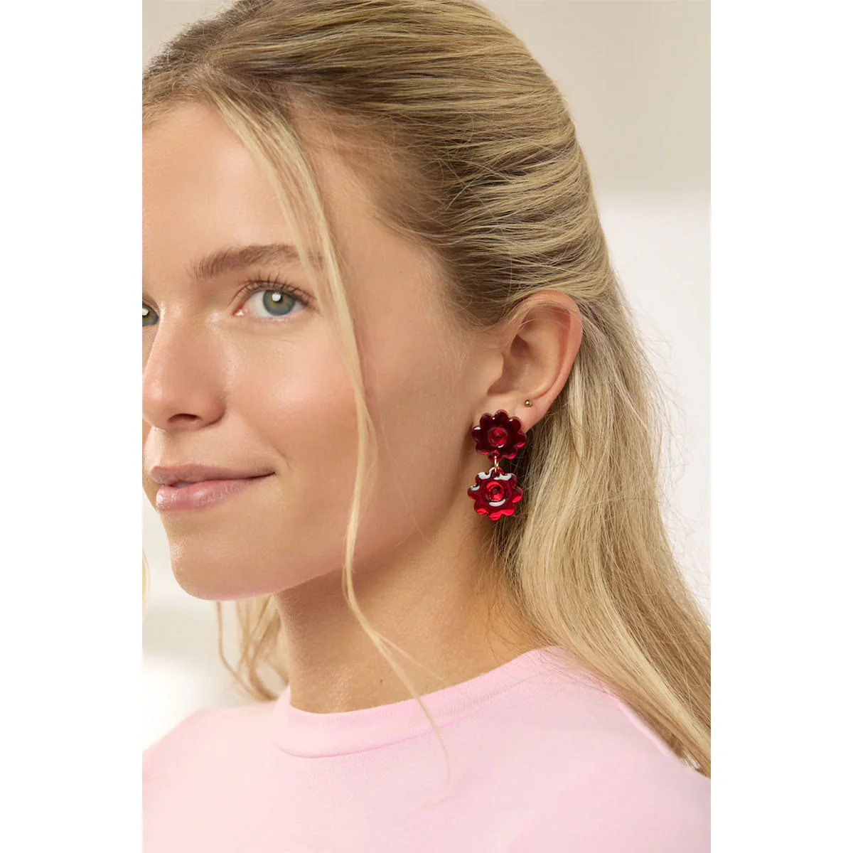 Earrings Jelly Flower Red - Martha Jean - Image 2