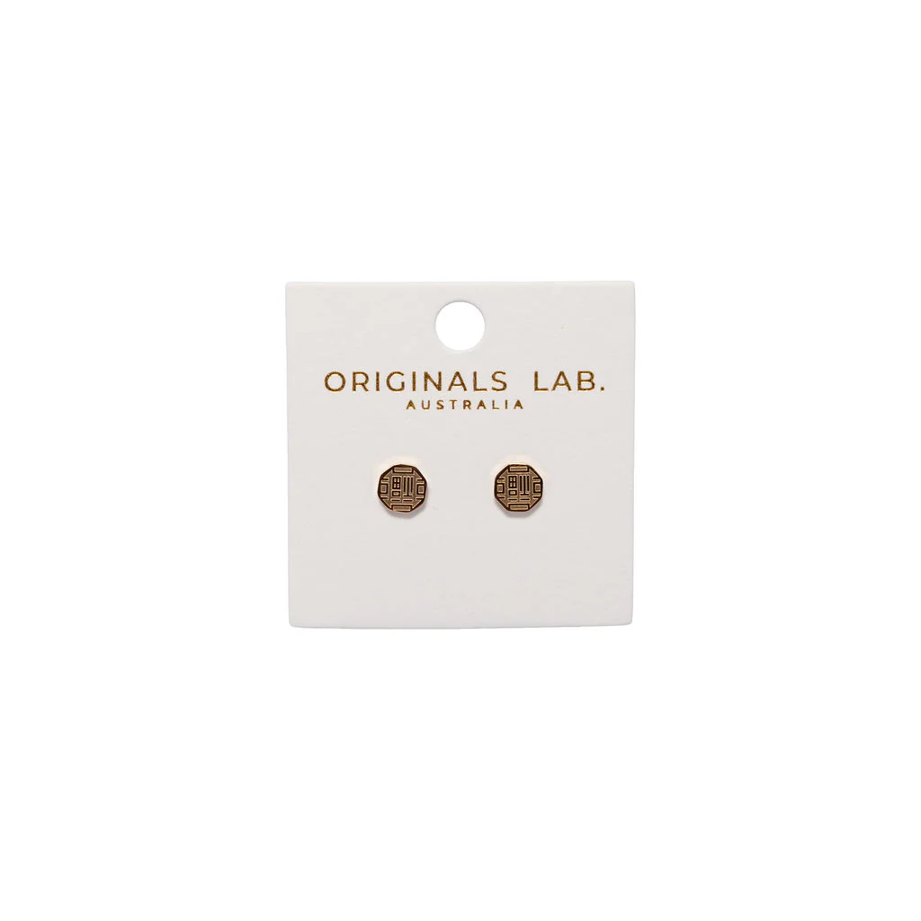 Earrings Korean Bok Gold Studs - Originals Lab