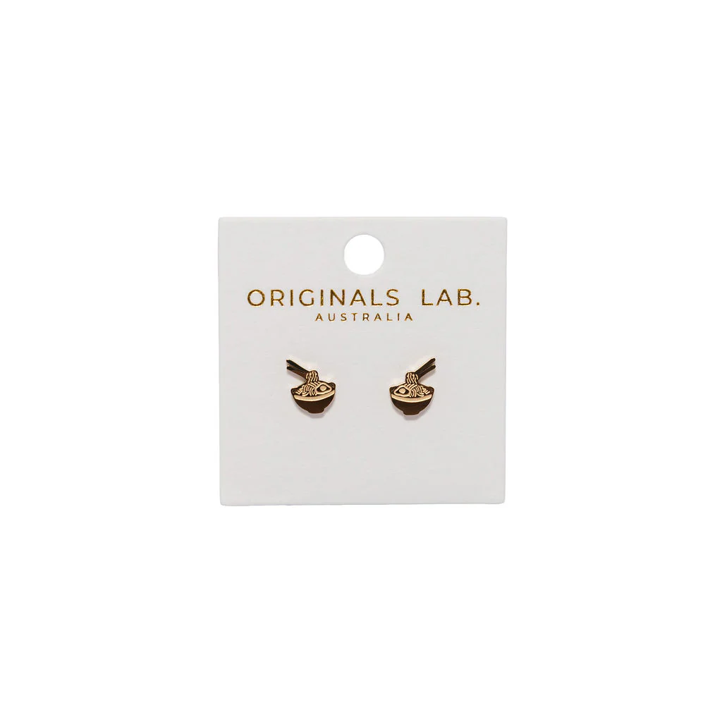 Earrings Korean Noodle Gold Studs - Originals Lab