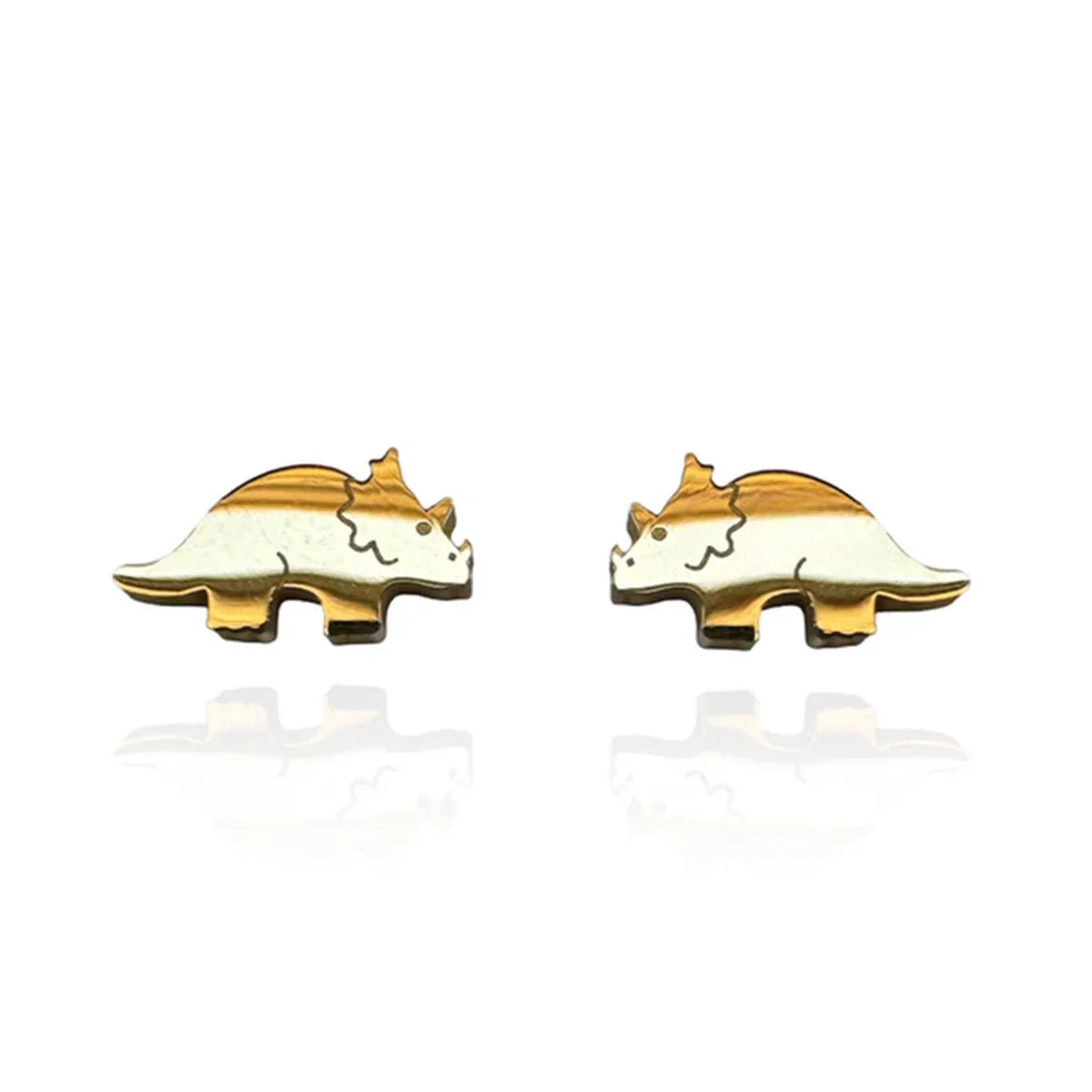 Earrings Triceratops Gold Studs - Originals Lab