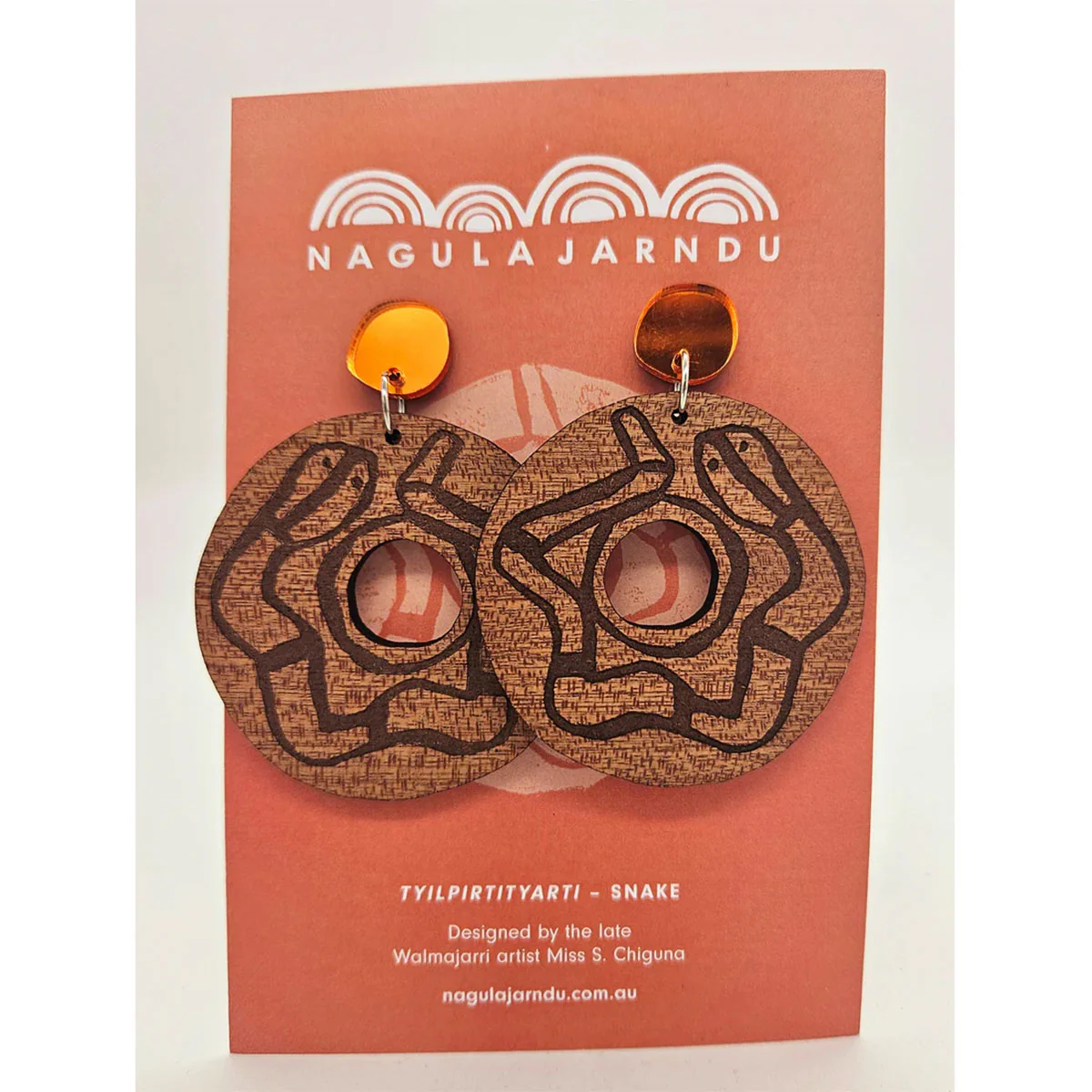 Earrings Tyilpirtityarti (Snake) by Miss Chiguna - Nagula Jarndu - Image 2