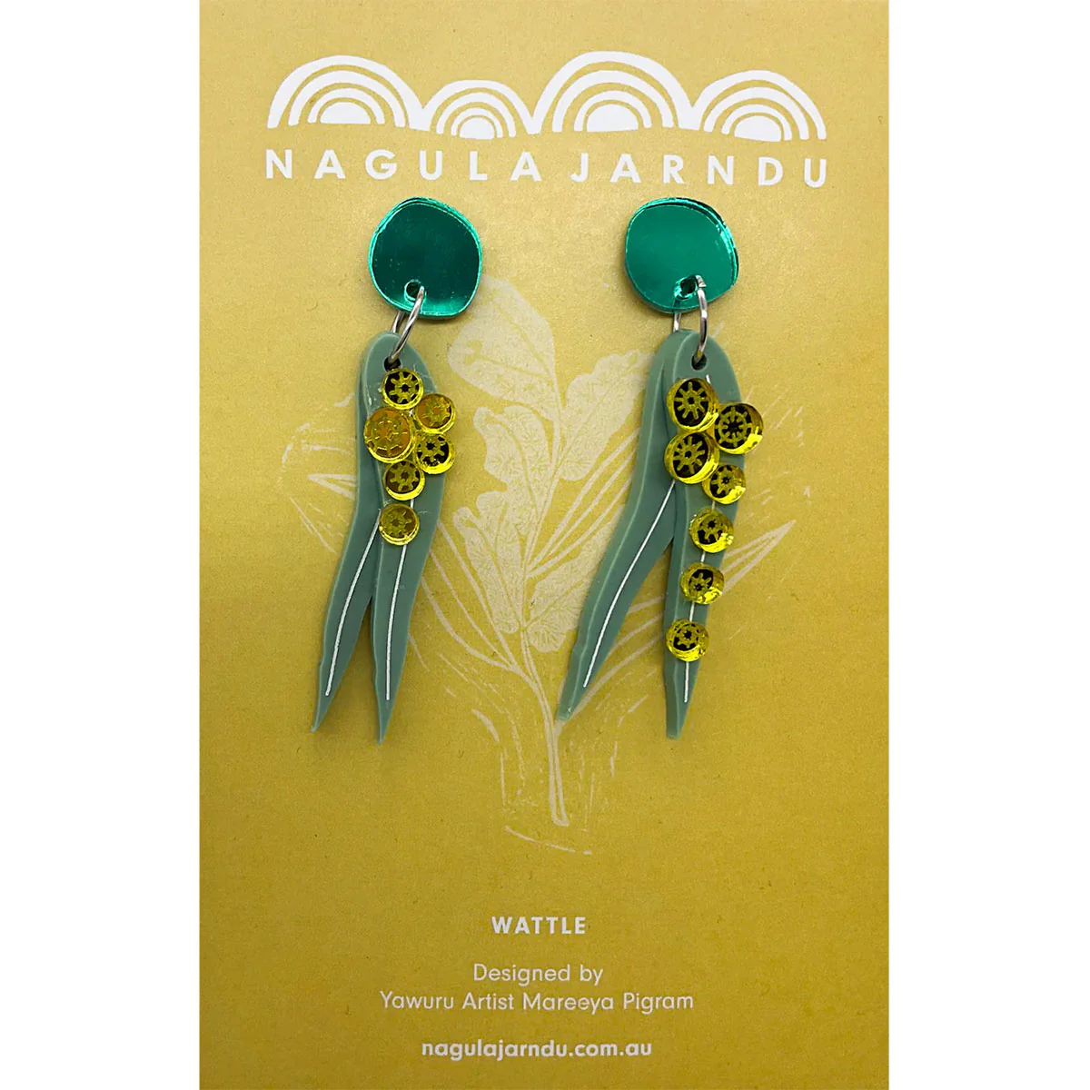 Earrings Wattle Mareeya Pigram - Nagula Jarndu
