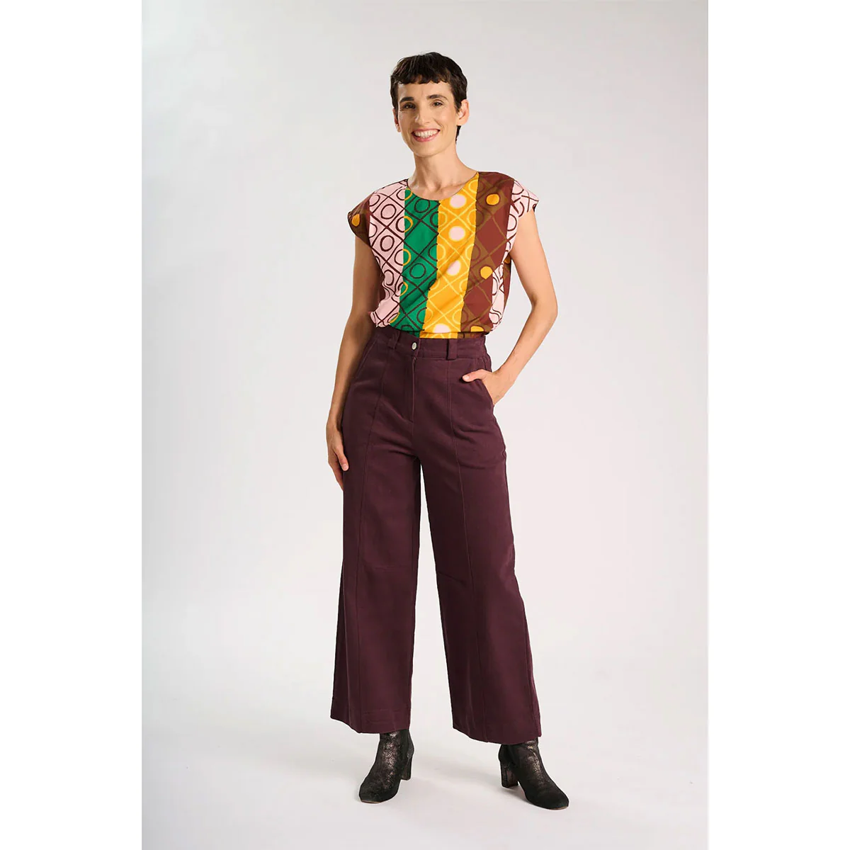 Edie Pants Claret in Brushed Cotton - Image 2