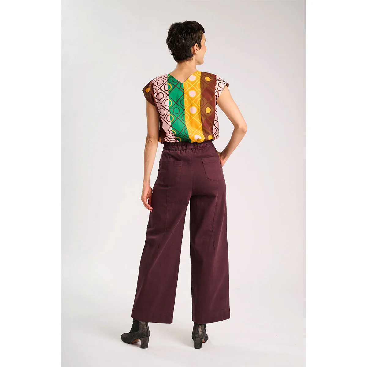 Edie Pants Claret in Brushed Cotton - Image 3