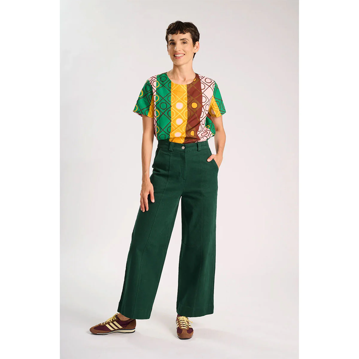 Edie Pants Teal in Brushed Cotton - Image 2