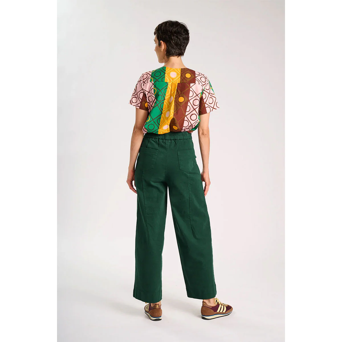 Edie Pants Teal in Brushed Cotton - Image 3