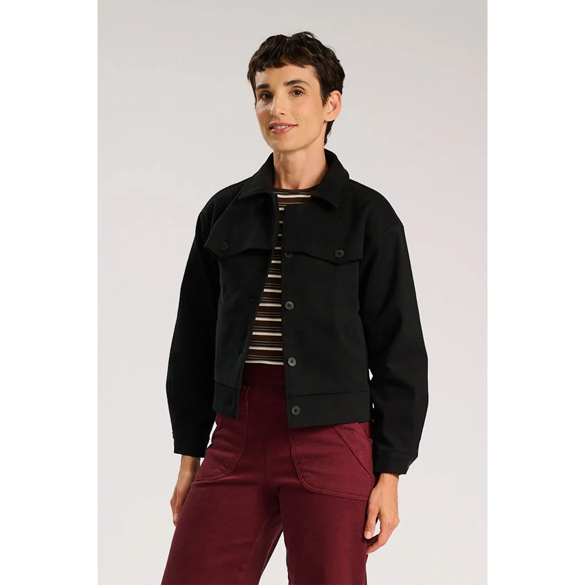 Elaine Jacket Black in Brushed Cotton - Image 2