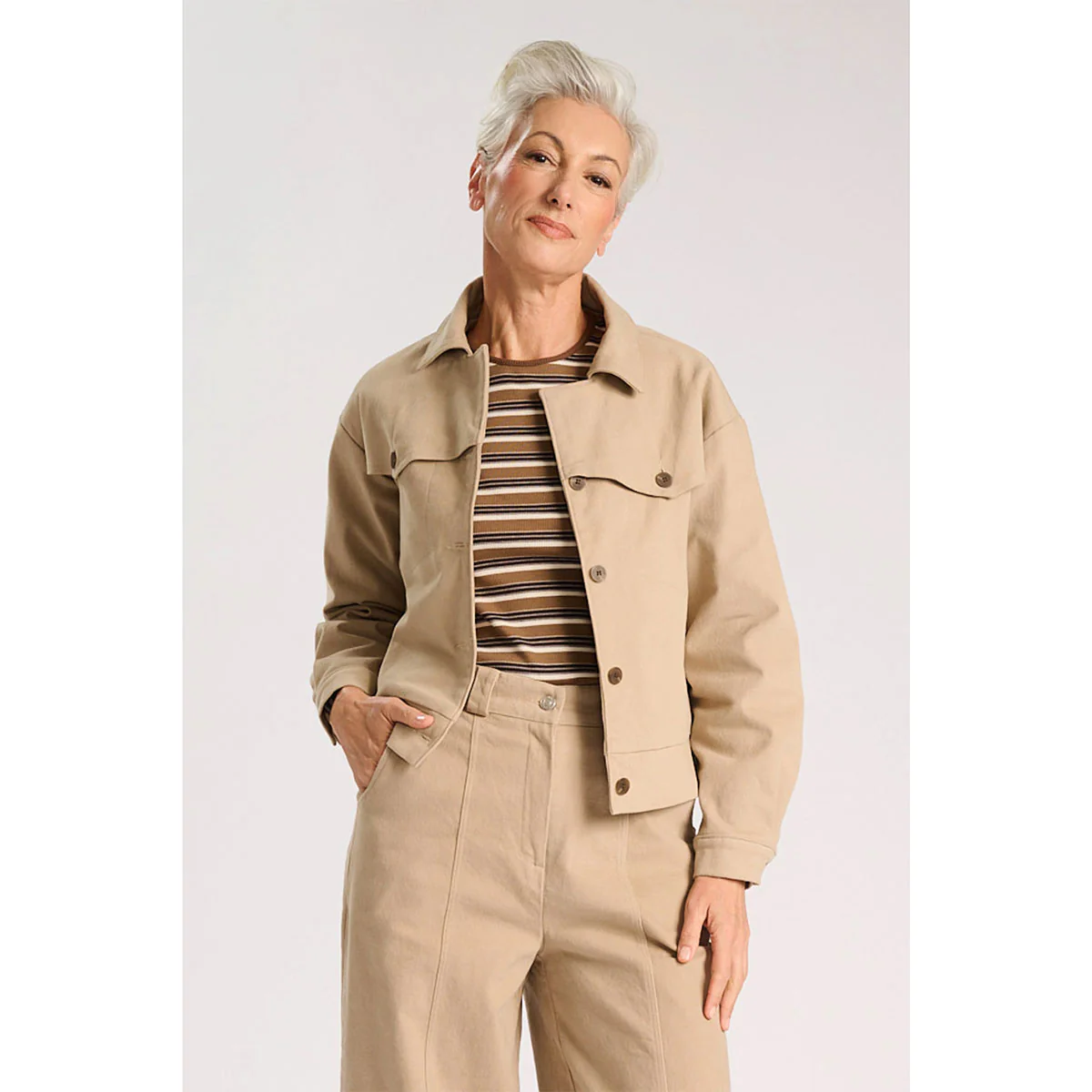 Elaine Jacket Oat in Brushed Cotton - Image 2